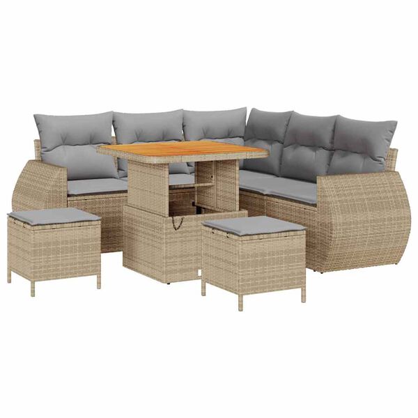vidaXL Set de canapele pentru grădină 8 pcs Beige și gri deschis