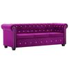 vidaXL Canapea Chesterfield 3 locuri, catifea, 199x75x72 cm, violet