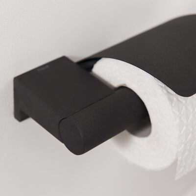 Tiger Suport role hârtie igienică de toaletă „Bold” negru mat cu capac