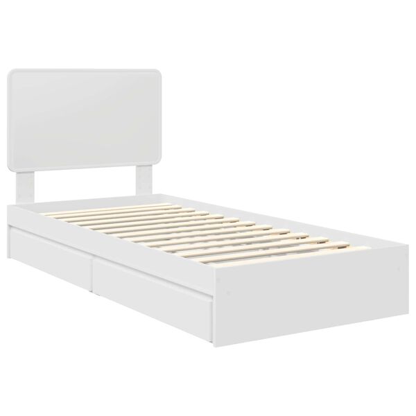 vidaXL Pat cu storage cu headboard Alb 75 x 190 cm Lemn compozit