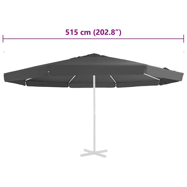 vidaXL Pânză de schimb umbrelă de soare de exterior, antracit, 515 cm