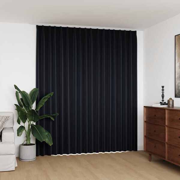 vidaXL Draperie opacă, negru, 290 x 245 cm, cu c&acirc;rlige