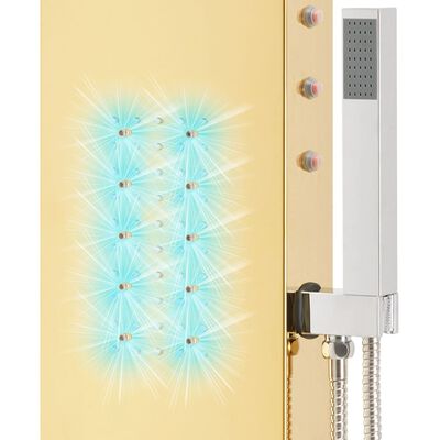 vidaXL Sistem panou de duș curbat, auriu, oțel inoxidabil 201