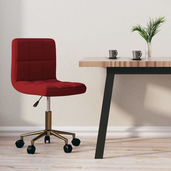 vidaXL Scaun de bucătărie pivotant, roșu vin, catifea