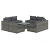 vidaXL Set mobilier de grădină cu perne, 9 piese, gri, poliratan