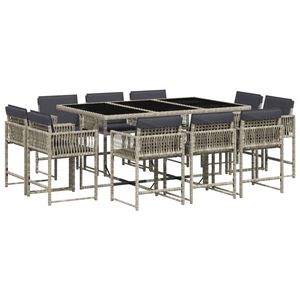 vidaXL Set mobilier de grădină cu perne 11 piese gri deschis poliratan