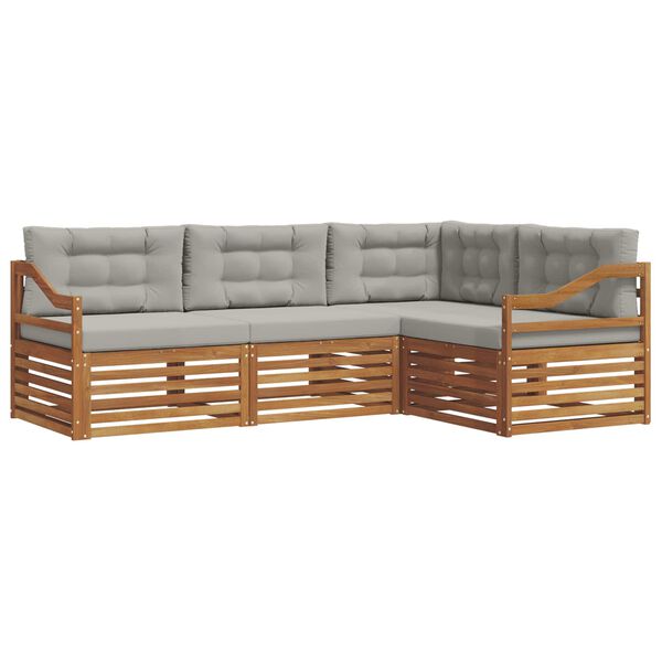vidaXL Set de canapele de exterior 4 pcs Gri natural și deschis