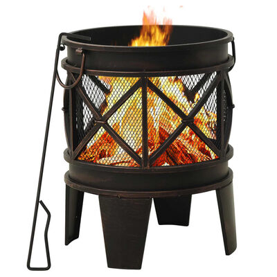vidaXL Vatră de foc rustică, cu vătrai, Φ42x54 cm, oțel