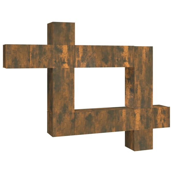 vidaXL Set dulapuri TV, 10 piese, stejar fumuriu, lemn prelucrat