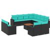 vidaXL Set mobilier de grădină cu perne, 12 piese, negru, poliratan