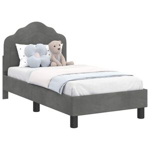 vidaXL Cadru de pat pentru copii cu spătar Gri &icirc;nchis 70 x 140 cm