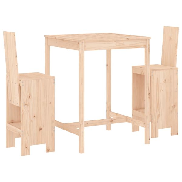vidaXL Set mobilier de bar, 3 piese, lemn masiv de pin