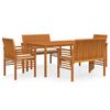 vidaXL Set mobilier de exterior cu perne, 5 piese, lemn masiv acacia