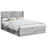 vidaXL Cadru de pat cu depozitare și tăblie Sonoma gri 140 x 200 cm