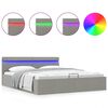 vidaXL Cadru pat hidraulic cu ladă LED gri deschis 180x200 cm textil