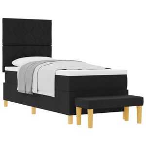 vidaXL Pat cu arcuri cu saltea cu headboard Negru 80 x 200 cm țesătură