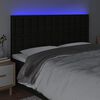 vidaXL Tăblie de pat cu LED, negru, 180x5x118/128 cm, textil