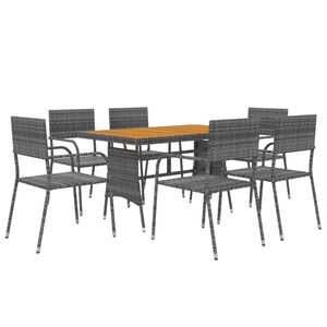 vidaXL Set de mobilier de exterior, 7 piese, gri, poliratan
