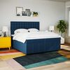 vidaXL Pat box spring cu saltea, albastru, 200x200 cm, textil