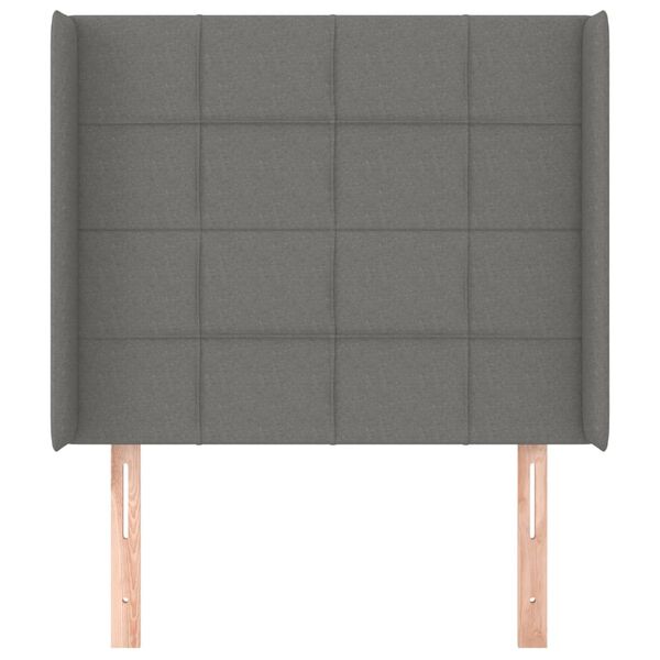 vidaXL Tăblie de pat cu aripioare gri închis 83x16x118/128 cm textil