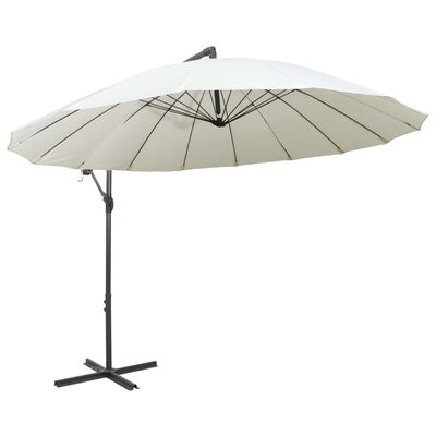 vidaXL Umbrelă de soare suspendată, alb, 3 m, stâlp de aluminiu