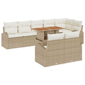 vidaXL Set de canapele pentru grădină 9 pcs Bej Rattan poli