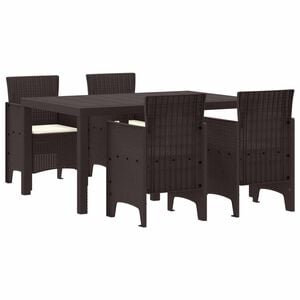 vidaXL Set de masă pentru grădină 5 pcs Maro Ratan Polt