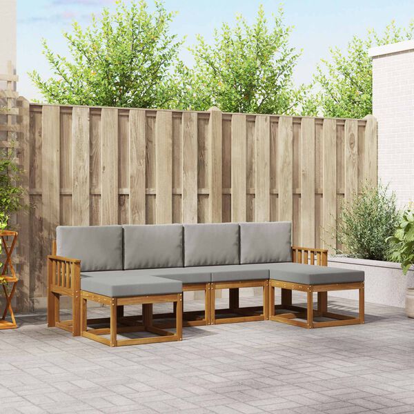 vidaXL Set de canapele de exterior 6 pcs Gri natural și deschis