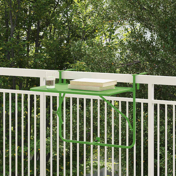 vidaXL Masă Suspendată pentru Balcon Verde 60 x 39 x 65 cm Oțel