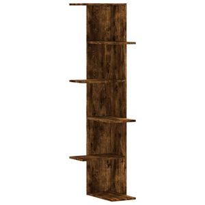 vidaXL Raft colț perete stejar fumuriu 36,5x36,5x140cm lemn prelucrat