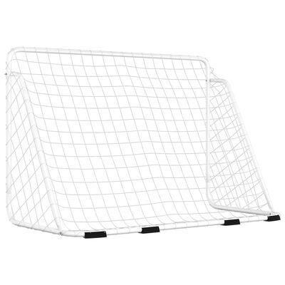 vidaXL Poartă de fotbal cu plasă, alb, 180x90x120 cm, oțel