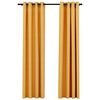 vidaXL Perdele opace, aspect p&acirc;nză, ocheți, 2 buc., galben, 140x245 cm