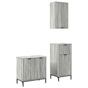 vidaXL Set de mobilier pentru baie 3 buc. Gri Sonoma