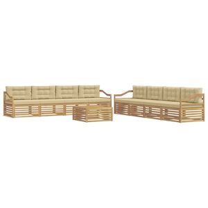 vidaXL Set de canapele de exterior 9 buc. Alb și Bej Poliester