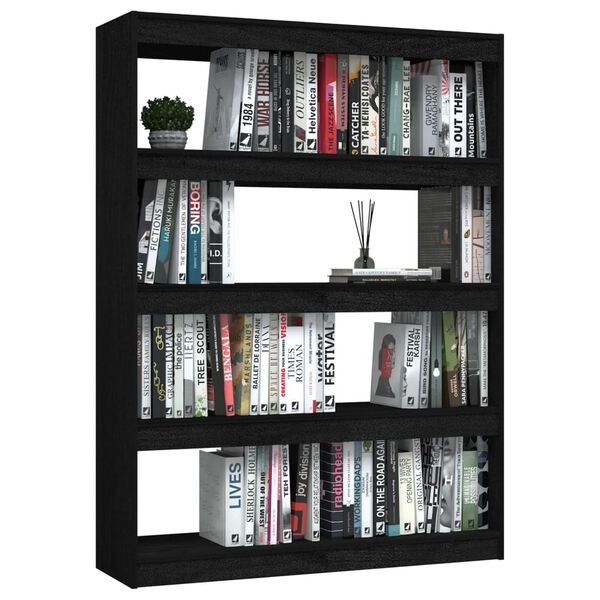 vidaXL Bibliotecă/Separator cameră negru 100x30x135,5 cm lemn de pin
