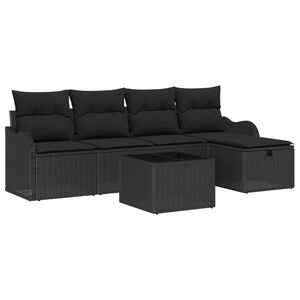 vidaXL Set de canapele pentru grădină 6 buc. 4-Număr de locuri Negru