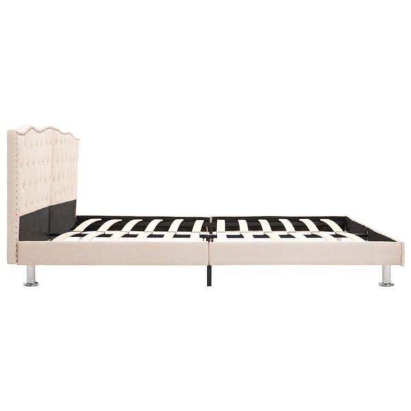 vidaXL Pat cu saltea, bej, 180 x 200 cm, material textil