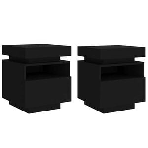 vidaXL Noptiere cu lumini LED, 2 buc., negru, 40x39x48,5 cm