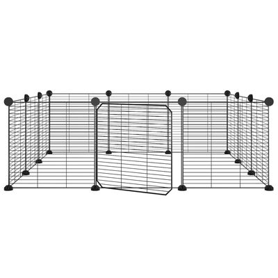 vidaXL Cușcă animale de companie cu ușă 12 panouri negru 35x35 cm oțel