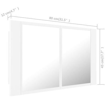 vidaXL Dulap de baie cu oglindă și LED, alb, 80x12x45 cm