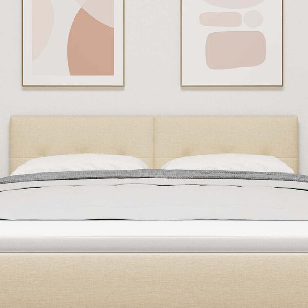 vidaXL Tăblie LED cu lumini cu bandă LED Manual Crem 160 cm Poliester