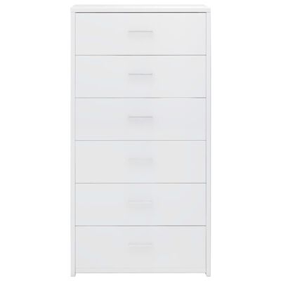 vidaXL Servantă cu 6 sertare, alb extralucios, 50 x 34 x 96 cm, PAL