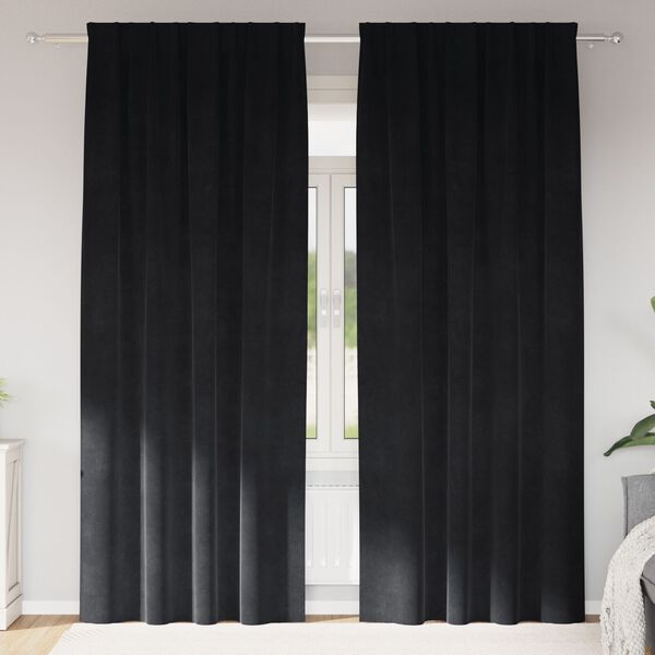 vidaXL Perdele opace 2 pcs Negru 140 x 225 cm Catifea