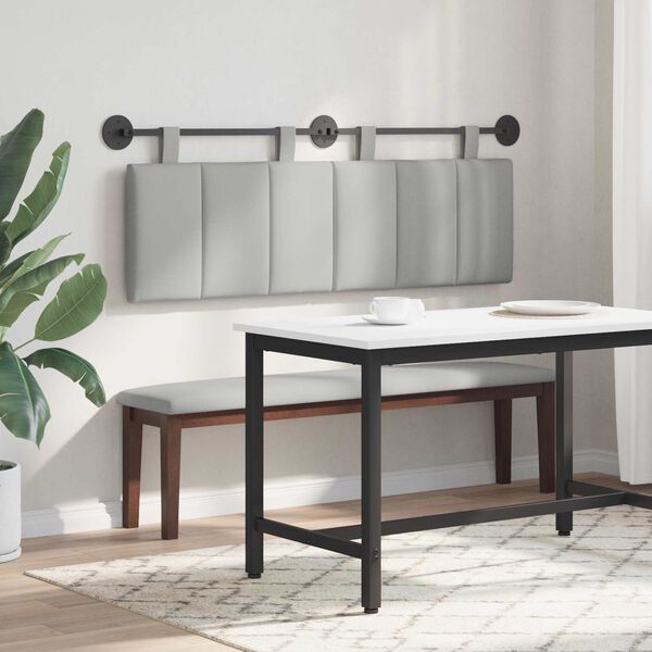 vidaXL Cap de pat suspendat Dungi Gri nori 150 x 55 x 5 cm țesătură