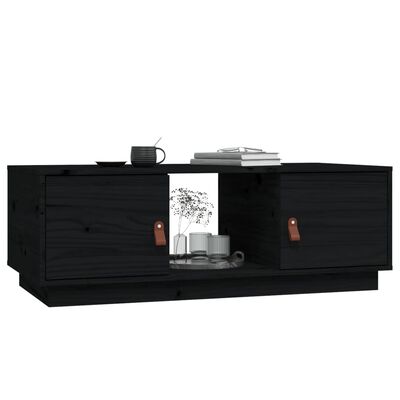 vidaXL Măsuță de cafea, negru, 100x50x35 cm, lemn masiv de pin