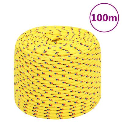 vidaXL Frânghie de barcă, galben, 10 mm, 100 m, polipropilenă
