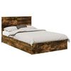 vidaXL Pat cu storage Stejar fumuriu 120 x 200 cm Lemn compozit