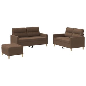 vidaXL Set de canapele cu perne, 3 piese, maro, textil