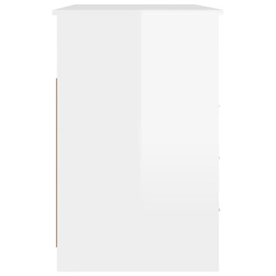 vidaXL Birou cu sertare, alb extralucios, 102x50x76 cm, lemn prelucrat
