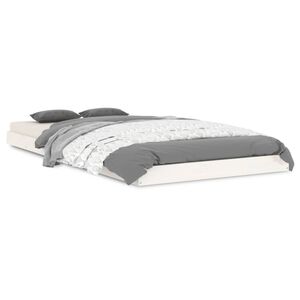 vidaXL Cadru de pat, alb, 90x190 cm, single, lemn masiv de pin